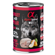 Повнораціонний вологий корм Alpha Spirit Turkey with Pear з індичкою та грушами для дорослих собак 400 г (as576178)