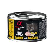 Повнораціонний вологий корм Alpha Spirit Rabbit with Banana з кроликом та бананами для дорослих котів 200 г (as969022)