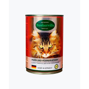 Baskerville М'ясо курки з сердечками повнораціонний вологий корм суперпреміум класу для котів, 400 г