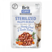 Корм вологий Brit Care Fillets in Jelly Hearty Duck and Turkey Sterilized д/стерилізованих котів філе в желе з качкою та інд