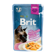 Корм вологий Brit Premium Cat Sterilised Salmon Fillets Gravy pouch для стерилізованих котів філе лосося в соусі 85 г