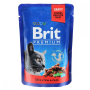 Корм вологий Brit Premium Cat Beef Stew and Peas pouch для котів з тушеною яловичиною та горошком 100 г