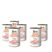 Корм вологий Brit Mono Protein Dog для дорослих собак з індичкою 400 г набір з 6 шт