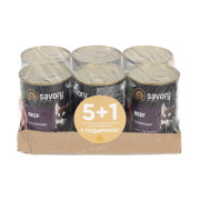 Набір 5+1 заводська упаковка Корм вологий Savory Dog Gourmand Beef паштет для дорослих собак усіх порід з яловичиною 400 г