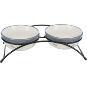 Миски Trixie для котів Eat on Feet подвійні керамічні на металевій підставці 2x300 мл/12 см