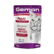 GEMON Cat Adult шматочки з яловичиною та овочами 0.1 кг