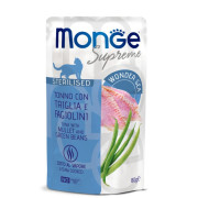 MONGE CAT Sterilised тунeць з кефаллю та стручковою квасолею 0.08 кг