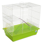 Клітка Природа Гоша для дрібних декоративних гризунів з колесом біла/зелена 44x27x50 см
