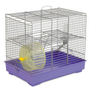 Клітка Природа Міккі для дрібних декоративних гризунів з колесом хром/фіолетова 37x25x30 см
