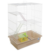 Клітка Природа Нюра для дрібних декоративних гризунів з будиночком біла/бежева 44x27x59 см