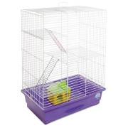 Клітка Природа Нюра для дрібних декоративних гризунів з будиночком біла/фіолетова 44x27x59 см